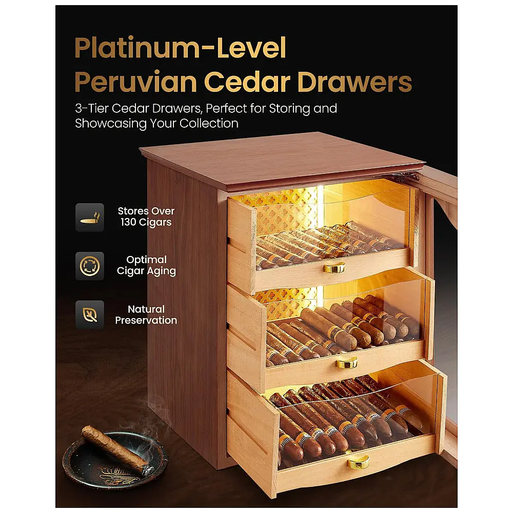 Humidor Elétrico LED Vastony Nogueira Madeira Peruana Controle Digital VAS-9188 — foto 3