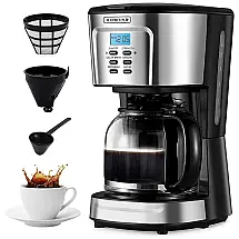 Cafeteira Elétrica Programável com Controle de Temperatura, Tela Digital e Desligamento Automático, 900W, 110v, KOGNITA, Preto