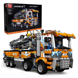 Kit de Construção Caminhão com Bomba de Concreto com 2098 Peças para Crianças e Adultos, Mould King, Laranja