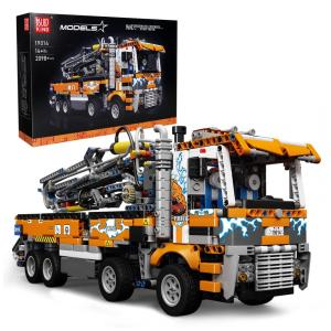 Kit de Construção Caminhão com Bomba de Concreto com 2098 Peças para Crianças e Adultos, Mould King, Laranja