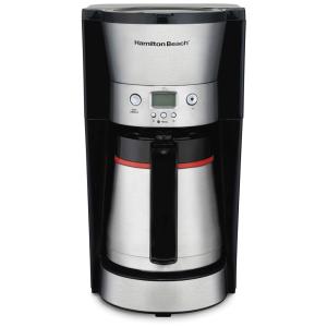 Cafeteira Elétrica Programável Para 10 Xícaras Temporizador Programável Filtro de Cone Aço Inoxidável, HAMILTON BEACH 46899A, Preto