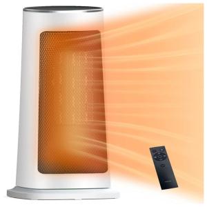 Aquecedor Elétrico Portátil com Controle Remoto e Temporizador, 1500W, 110v, AMILIRE K18 White, Preto