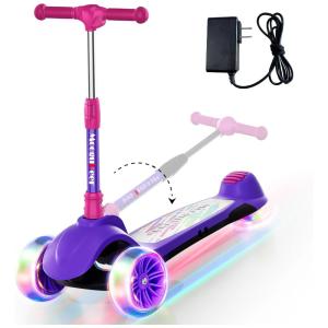 Patinete Elétrico Infantil 3 Rodas com Acelerador de Polegar, Rodas LED Piscantes e Velocidade até 8 km/h para Crianças de 3 a 8 Anos