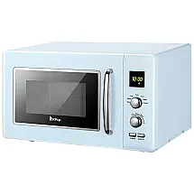 Spaco Micro ondas Retro de Bancada 25 Litros Multifuncional de Aço Inoxidável, 110V 900W, Azul Claro