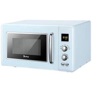 Spaco Micro ondas Retro de Bancada 25 Litros Multifuncional de Aço Inoxidável, 110V 900W, Azul Claro