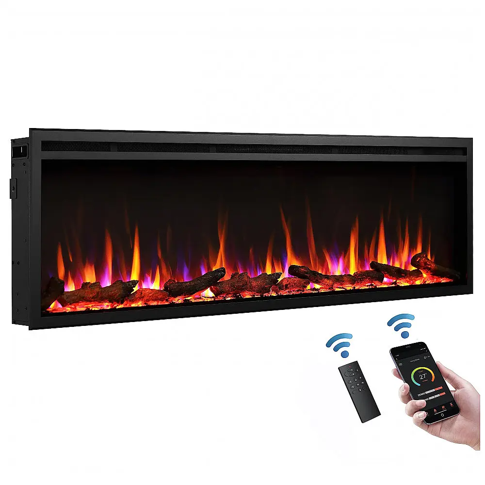 Lareira Elétrica de Embutir 81A x 152L com Controle Remoto, 110V, LegendFlame, Preta