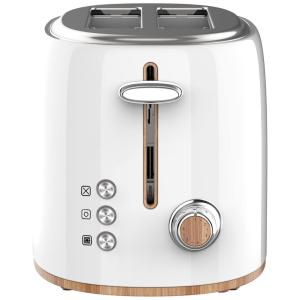 Torradeira Elétrica 2 Fatias com Função Descongelar e Bandejas de Migalhas Removíveis, 110V 1500W, Homeart Panda, Branco