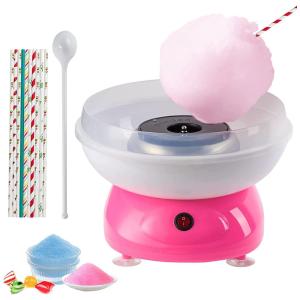NODEMASH CT00101 Máquina de Algodão Doce Elétrica Profissional com 20 Palitos e 1 Colher, 110V, 500W, Rosa