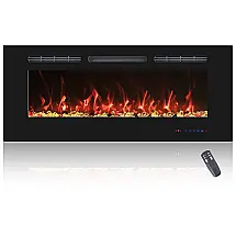 Lareira Elétrica de Embutir A45x106L com Controle Remoto e Digital, Luz LED, Chama Ajustável, 1500W, 110v, PRISMFLAME EF42r, Preto