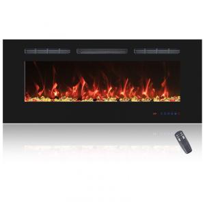 Lareira Elétrica de Embutir A45x106L com Controle Remoto e Digital, Luz LED, Chama Ajustável, 1500W, 110v, PRISMFLAME EF42r, Preto