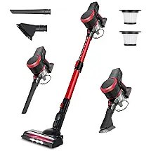 Aspirador de Pó Multifuncional sem Fio com Acessórios e Sucção Potente 23000PA, 11OV, ALEMA K17F, Vermelho