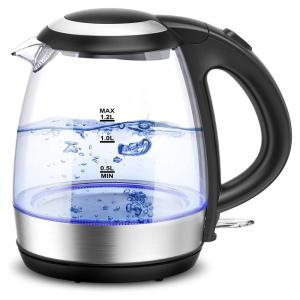 Chaleira Elétrica 1.2L, Aço Inoxidável, Desligamento Automático, 1500W, 110v, SUNDUO KEGS5805BA, Preto