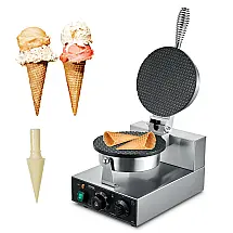 Máquina de Casquinha de Sorvete VEVOR 1230W Inox Antiaderente Controle de Temperatura 110V