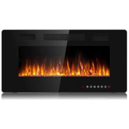 Lareira Elétrica de Embutir A45x91L, com Controle Remoto e Luz de LED, 1500W, 110v, BOSSIN 36 inch Electric Fireplace, Preto