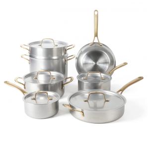 Conjunto de Panelas e Frigideiras Antiaderentes em Aço Inoxidável, 12 Peças, MARTHA STEWART, Prata