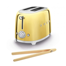 Torradeira Smeg TSF01GOUS Retrô 50's 2 Fatias Dourado com Pinça Bambu 220V