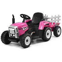Costzon Trator Elétrico 1 Assento 12V, com Luzes de LED, Rosa