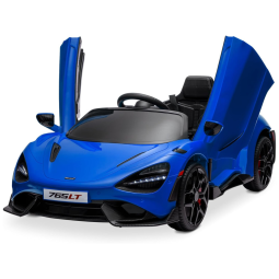 Carro Elétrico Infantil McLaren 765LT com 2 Velocidades, Controle dos Pais, Portas Hidráulicas, Partida Suave, 12V, Kidzone, Azul