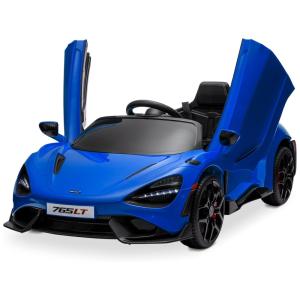 Carro Elétrico Infantil McLaren 765LT com 2 Velocidades, Controle dos Pais, Portas Hidráulicas, Partida Suave, 12V, Kidzone, Azul