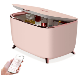 Mini Geladeira para Skincare 9 Litros com APP Smart Life, 12V, 110v, LVARA SKFRIDGE Smart01, Rosa