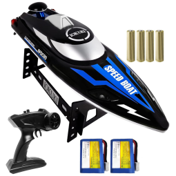 Lancha de Controle Remoto para Adultos Até 32 km por hora, Recarregável, IOKUKI, Preto