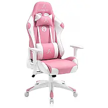 Cadeira de Escritório Gamer Ajustável e Ergonômica com Apoio para Lombar, e Branca, KERMS, Rosa