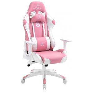 Cadeira de Escritório Gamer Ajustável e Ergonômica com Apoio para Lombar, e Branca, KERMS, Rosa