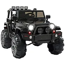 Carro Elétrico Infantil Policia 2 Assentos com Suspensão Mola, MP3, Luz LED, 12V, HONEY JOY, Preto