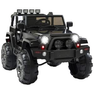 Carro Elétrico Infantil Policia 2 Assentos com Suspensão Mola, MP3, Luz LED, 12V, HONEY JOY, Preto