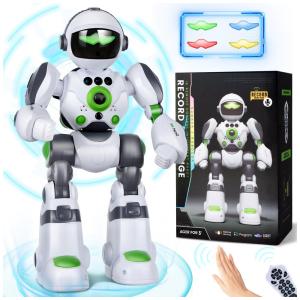 Robô Programável Preto e Prateado – Zreswap Robot Toys: Programmable Dancing Robot com Controle Remoto, Gravação de Voz e Controle por