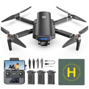 Drone com Câmera 4K UHD para Adultos, RC FPV Quadcopter Dobrável, 3 Baterias e Transmissão até 3 km, Holy Stone, Preto