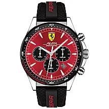 Relógio de Pulso Pilota Aço Inoxidável Quartzo Pulseira de Silicone, FERRARI 0830595, Preto