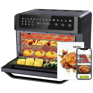 Fritadeira Elétrica Air Fryer 16L Multifuncional com Painel de Controle Digital, 1700W, 110v, GEVI 5725, Preto