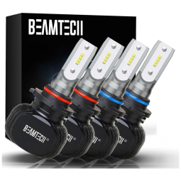 Kit Xenon Lâmpadas LED Branca 8000 Lumens 6500K 50W, 005, HB3, HB4, 2 Peças, BEAMTECH 90059006, Preto