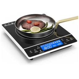 Cooktop de Indução Elétrico com Grande Sensor LCD, 9 Níveis de Temperatura, Trava de Segurança e Temporizador 4H, 110V 1800W, VBGK