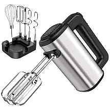 Batedeira de Mão com 5 Velocidades e Acessórios de Aço Inox, 250W, 110v, SENBOWE, Prateado