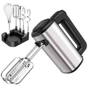 Batedeira de Mão com 5 Velocidades e Acessórios de Aço Inox, 250W, 110v, SENBOWE, Prateado