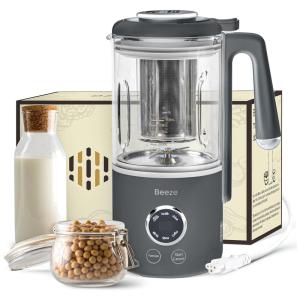 Máquina de Leite Vegetal 400mL com Temporizador de Atraso, Filtro Integrado e Sensor de Tampa, Beeze, Cinza