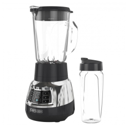 Liquidificador 710mL com Jarra de Vidro, Lâmina Serrilhada e Silencioso, 110V 900W, BLACK+DECKER, Prata