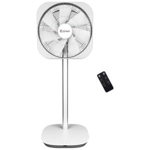 Ventilador de Torre 6 Velocidades, com Controle Remoto, Silencioso, Altura Ajustável, 20W, 110V, COSTWAY 23570 CYPE, Branco