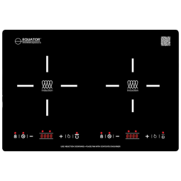Cooktop Elétrico de Indução "20 cm 50 cm para Embutir, 2 Queimadores e Controle Digital, 110V 1800W, Equator BIC 202, Preto