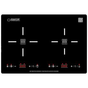 Cooktop Elétrico de Indução "20 cm 50 cm para Embutir, 2 Queimadores e Controle Digital, 110V 1800W, Equator BIC 202, Preto