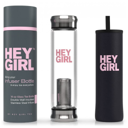 Garrafa Térmica para Água 415mL com Infusor para Bebidas Quentes, Pure Zen Tea, Preta e Rosa