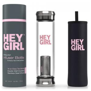 Garrafa Térmica para Água 415mL com Infusor para Bebidas Quentes, Pure Zen Tea, Preta e Rosa