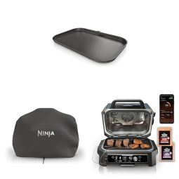Ninja Woodfire Pro Connect Premium XL - Chapa de Cerâmica + Capa Resistente + Churrasqueira 7 em 1 Bluetooth