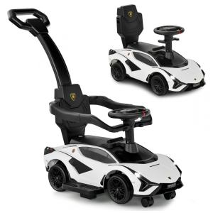 Carrinho de Passeio Infantil 3 em 1 com Alça, Música, USB, Farol e Compartimento Sob o Assento para Crianças de 1 a 5 Anos, INFANS, Branco