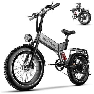 Bicicleta Elétrica Dobrável 750W (Pico 1500W), 52V 20Ah, Autonomia 112 km, Rodas 20"x4", Suspensão Dupla, 7 Marchas, Freios a Disco