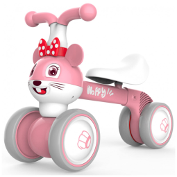 Bicicleta sem Pedal Infantil YGJT Rato com 4 Rodas para Crianças de 1 a 4 Anos, Rosa