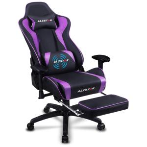 Alistar Cadeira Gamer Ergonômica Ajustável com Apoio para os Pés, Roxo e Preta