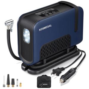 Compressor de Ar Elétrico, 150PSI, 12V, 120W, Automático, KOSMEGAL, Azul